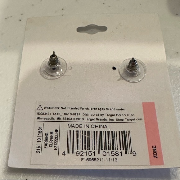 NWT 2 pairs of Earrings silver tone with clear rhinestones - Picture 6 of 7